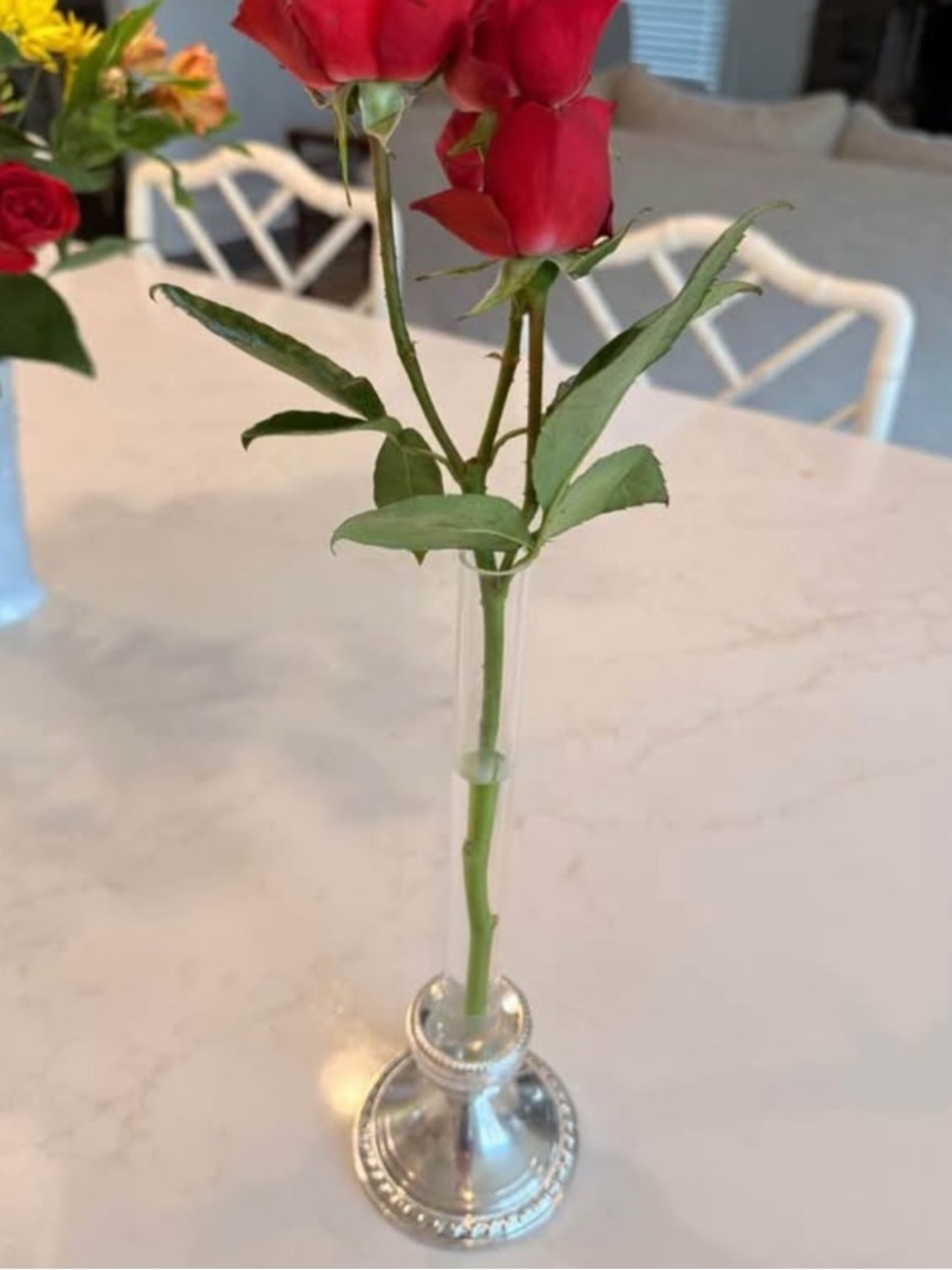 Elegant Red Rose Bud Vase Accent - Unbranded